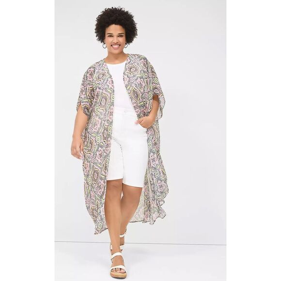 Lane Bryant Maxi Chiffon Overpiece Cardigan Duster One Size - Picture 10 of 10